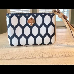 Kate Spade Navy Blue/White Lemons Wristlet Purse